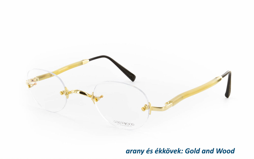arany és ékköves szemüvegkeret Gold and Wood